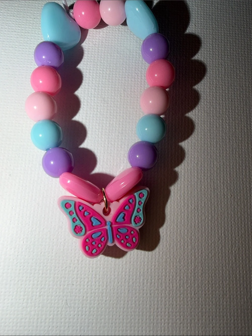 Kids Pink, Butterfly Beaded Bracelet